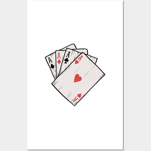 Traditional Tattoo Four Aces Playing Card Game Wall Art by Mesyo